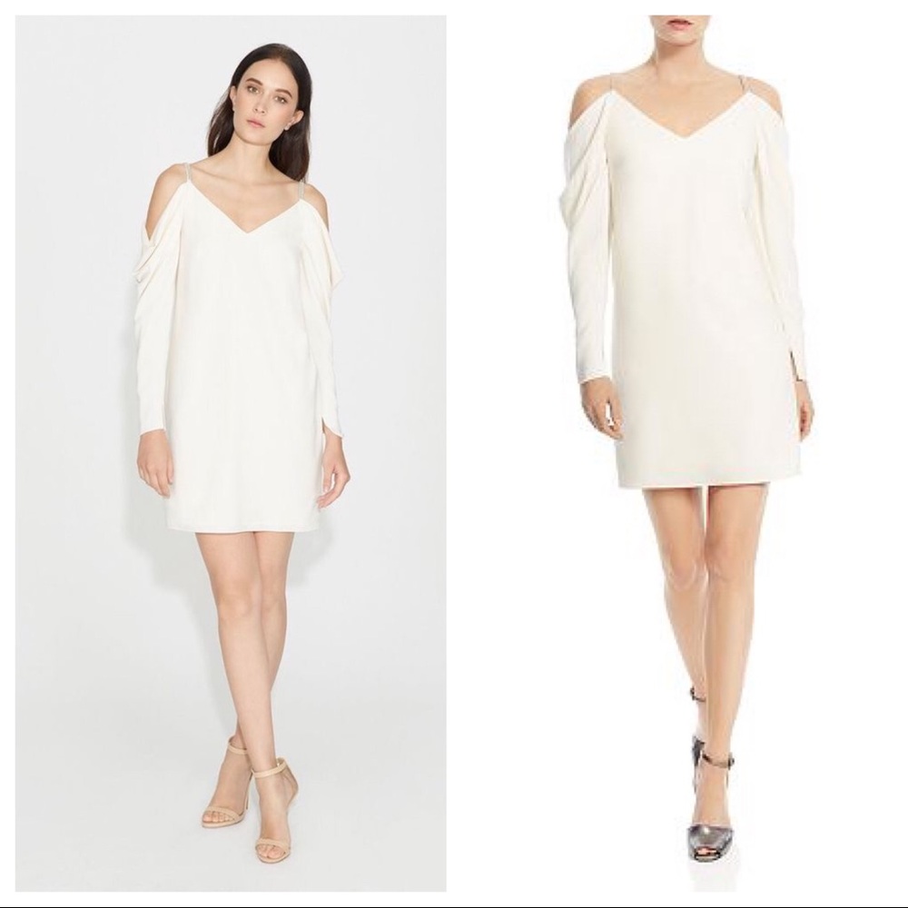 Draped sleeve crepe dress